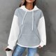thumbnail image 1 of Ailaofu Women's Hooded Sweatshirt Waffle Long Sleeve Drawstring Knit Color Block Hoodies Pullover, 1 of 5