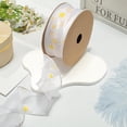 thumbnail image 3 of 10 Yards 1 5/8 Inch White Daisy Trim Floral Print Organza Ribbon Spring Sun Flower Transparent Sheer Printed Ribbons Bulk with Spool for Sewing Making Crafts Gift Wrapping Wedding Diy Supply, 3 of 9