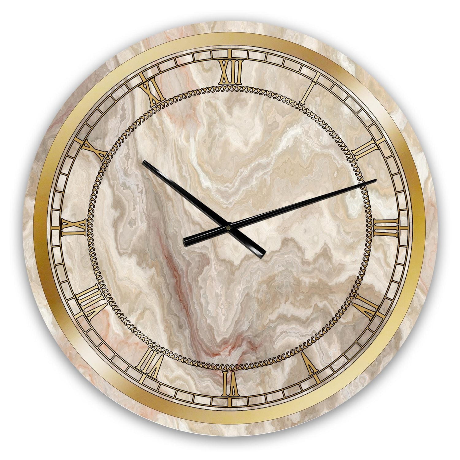 Designart 'White Onyx Natural White Marble' Glam wall clock