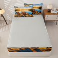 thumbnail image 4 of Manfei Scenic Lake Zipper Full Size Comforter Sets with Fitted Sheet and 2 Pillowcases, Outdoor Camping Zipper Bedding Set, Golden Blue, Gray Reversible, 4-Piece, 4 of 7