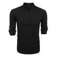 thumbnail image 4 of Camisas Cuello Mao Lino Hombre Casual Manga Larga Slim Fit, 4 of 8
