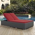 thumbnail image 1 of Modway Sojourn Aluminum Rattan Fabric Patio Double Chaise in Chocolate/Red, 1 of 5