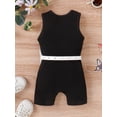 thumbnail image 3 of Infant Baby Girls Romper Butterfly Print Crew Neck Sleeveless Ribbed Summer Jumpsuits Newborn Bodysuits with Waist Bag, 3 of 9