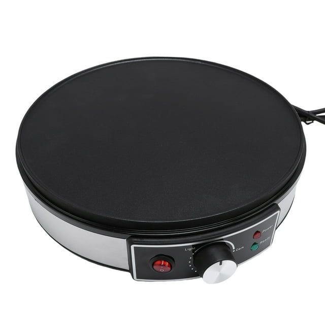 Electric Griddle Crepe Maker, 11.8 Inch LED Indicators Adjustable Temperature Control, Anti Stick Crepe Pan with Batter Spreader Spatula Pancake Maker