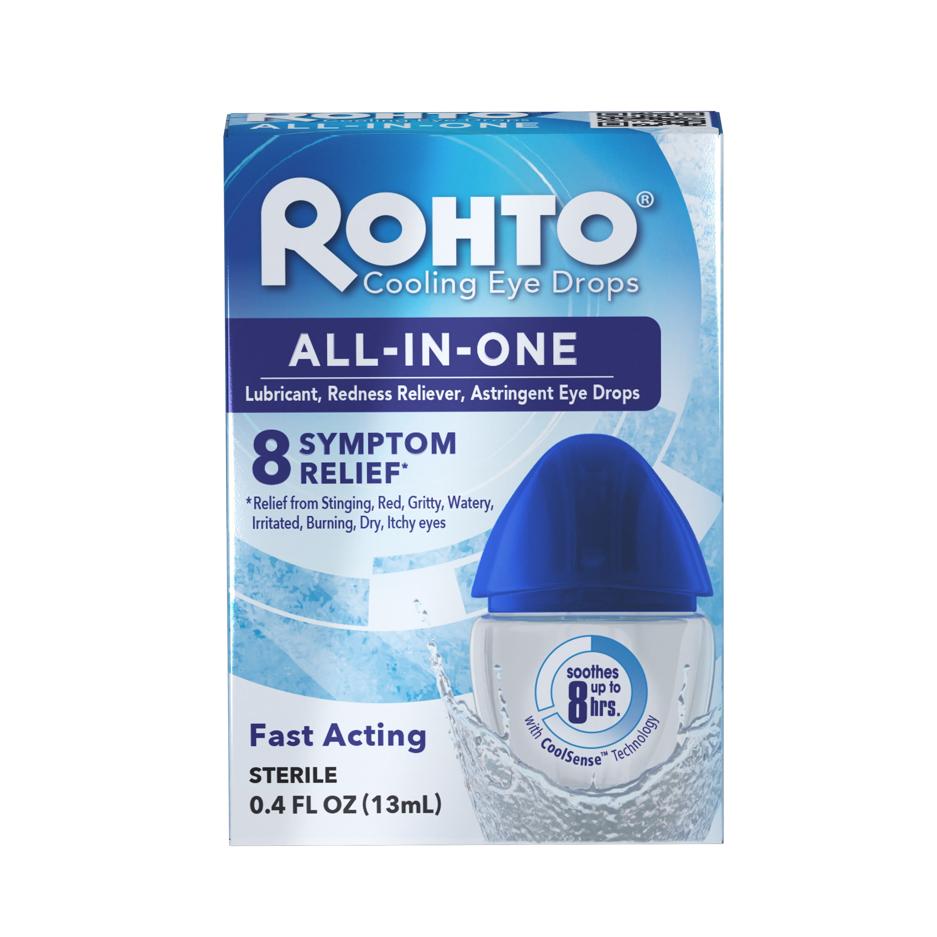 Rohto All-In-One Multi-Symptom Relief Cooling Eye Drops - 0.4 fl oz Bottle