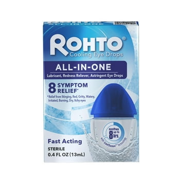 Rohto All-In-One Multi-Symptom  Cooling Eye Drops - 0.4 fl oz Bottle