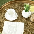 thumbnail image 3 of Demi Bonn Coffee Table for Living Room, 24" Round Center Table with Hammered Tray Top and Metal Frame for Bedroom, Living Room, Gold, 3 of 7