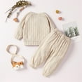 thumbnail image 5 of Sngxgn Baby Boy Toddler Fall Winter Outfits Solid Color Crewneck Sweatshirt and Jogger Pants Set(Beige,68), 5 of 9