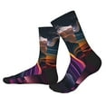 thumbnail image 2 of KLL Colorful Abstract Wave Motion Print Cool Socks Men's Women's Crew Socks Funny Crazy Novelty Stockings, 2 of 7