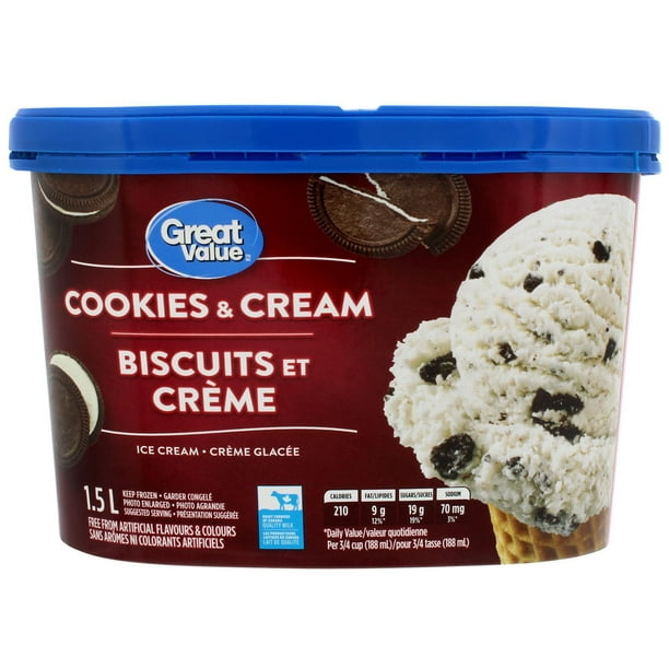 Crème glacée biscuits et crème délectable de Great Value 1,5L