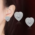 thumbnail image 3 of HANXIULIN Lady Sweet Temperament Earrings Full Diamond Heart Shaped Earrings Fashion Studs Earrings Jewelry Gift, 3 of 5