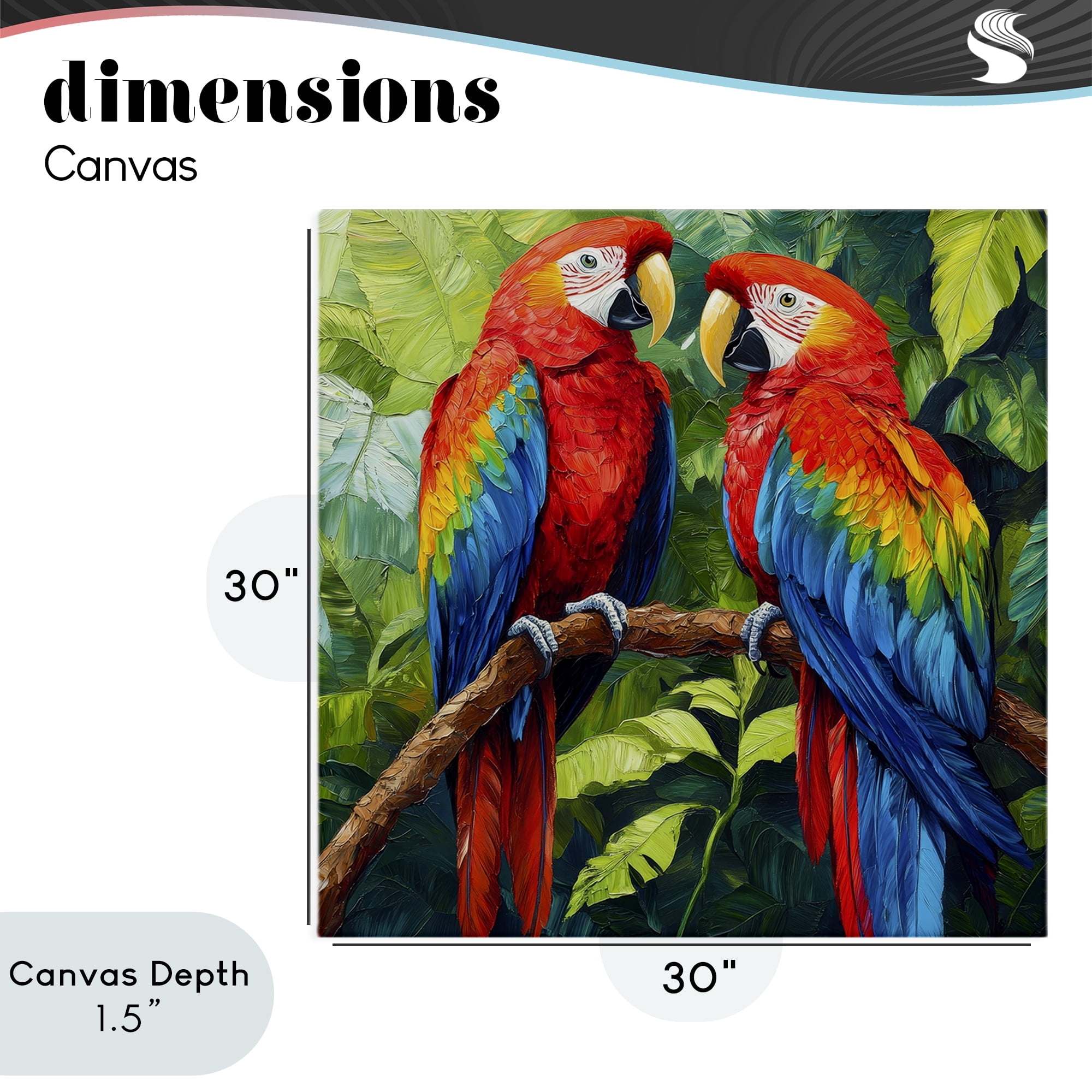 Stupell Industries Tropical Parrot Pair Canvas Wall Art, design by Petal Prints Design