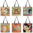 thumbnail image 2 of Graphic Cartoon Cat Print Canvas Bag, Lightweight Shoulder Bag, Versatile Shopper Bag, 2 of 4