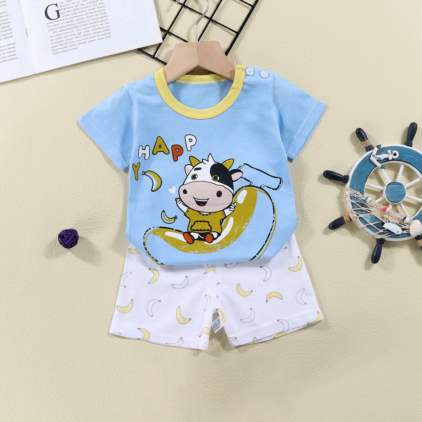 Ensemble T-shirt + Short Pour Bébé Garçon/fille 2 Ans - Manches Courtes, Motif Floral, élastique Confortable Pour L'été - 3