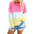 thumbnail image 1 of Sudadera de manga larga para mujer Colorblock Tie Dye Impreso Jersey Tops, 1 of 6