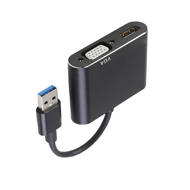 Adaptador de USB a VGA HD 1080P Adaptador de video USB 3.0 Conversor de video de transmisión rápida con 2 salidas, Negro tholdsy EL000463-01B