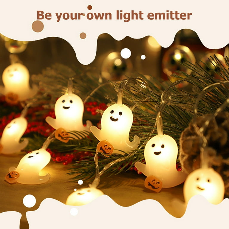 Halloween Ghost String Lights,8.5ft 10 White Ghost Lights