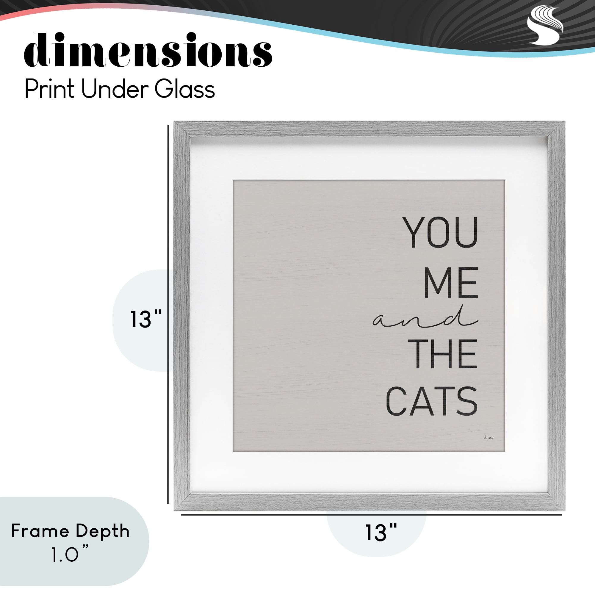 Stupell Industries Minimal You Me & Cats Gray Framed Print Under Glass, design by Jaxn Blvd.