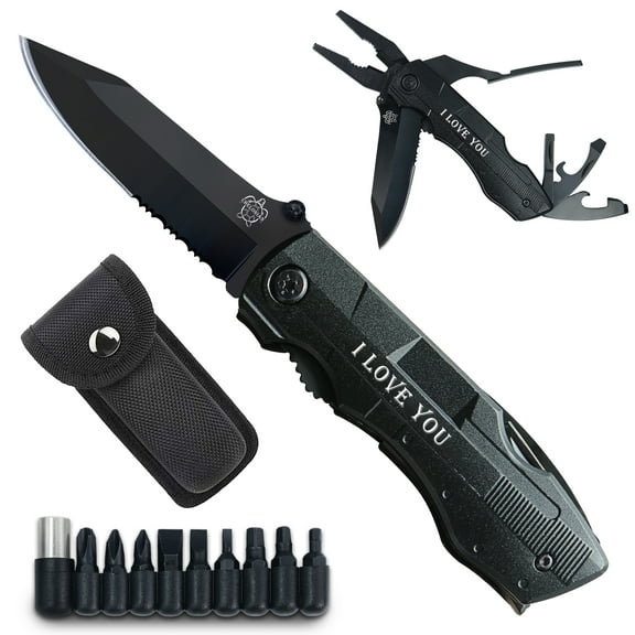 Gifts for Boyfriend Husband,6 in 1 Multifunction Pocket Knives with Screwdrivers Pliers Bottle Opener Durable Sheath,for Camping Work Daily Use,Birthday Gifts