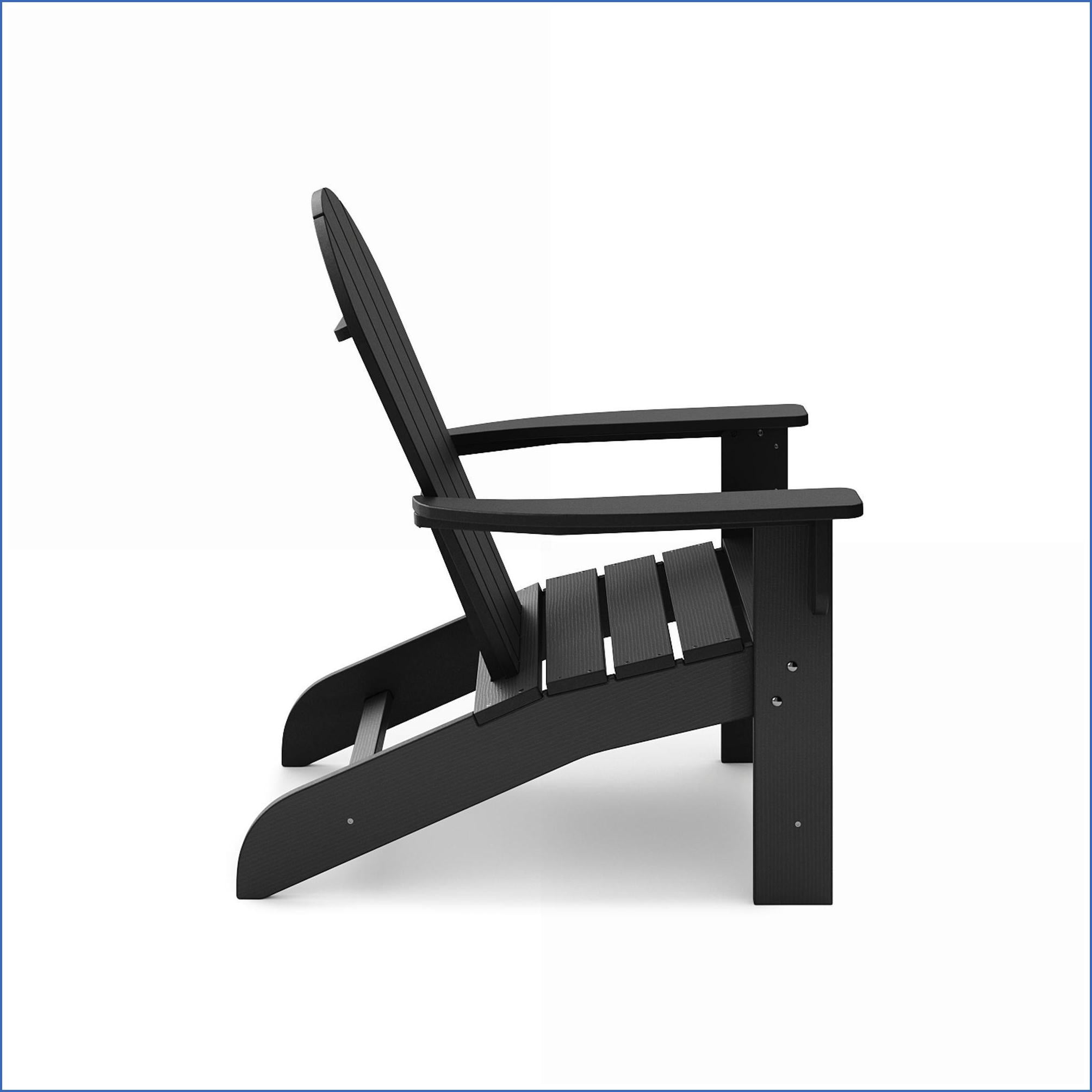 Adirondack Chair, Classic Style for Pool Patio Garden | Black | HDPE Poly Lumber
