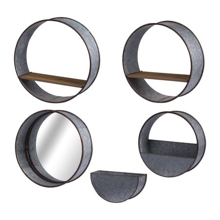 Planters For Outdoor Plants Farmhouse Round Metal Wall Planter 5 Piece Gray Garden Pots Iron Indoor Garden Pots Garden & Outdoor Garden Supplies Garden Pots & Planters