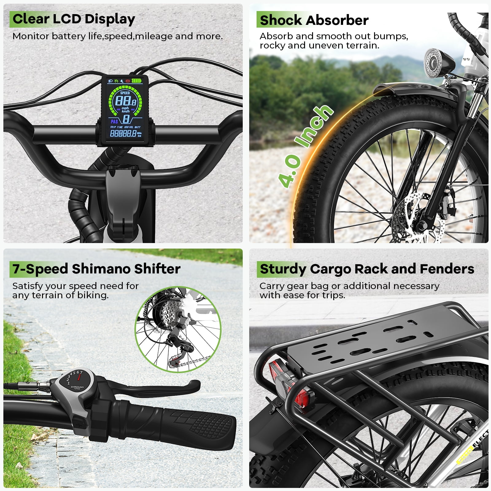 Aoango 1000 Peak Electric Bike for Adults,up 80 Miles Removable Battery Ebike, 26" Electric E Bike with 7-Speed,Adult Electric Bicycles for Commute Beach Snow Womens/Man All Terrain