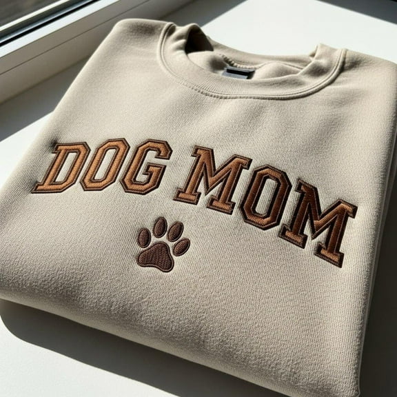 Embroidered Dog Mom Sweatshirt, Cozy Dog Lover Shirt, Pet Mom Crewneck, Minimalist Dog Mama Sweater, Dog Owner Gifts