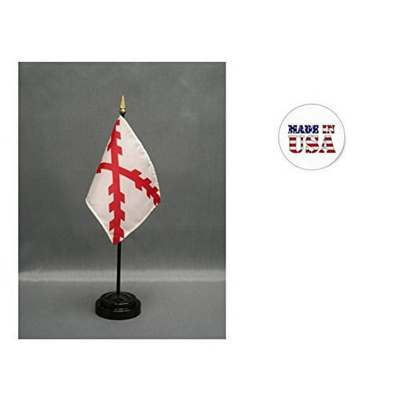 Made in the USA. 2 Cross of Burgundy 4"x6" Miniature Desk & Table Flags Includes 2 Flag Stands & 2 Cross of Burgundy Small Mini Stick Flags
