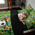 thumbnail image 4 of Manfei Sport Football King Bedding, Goal Print King Bed in a Bag, Green Gold Multicolor, Black Reversible 7pcs, 4 of 6