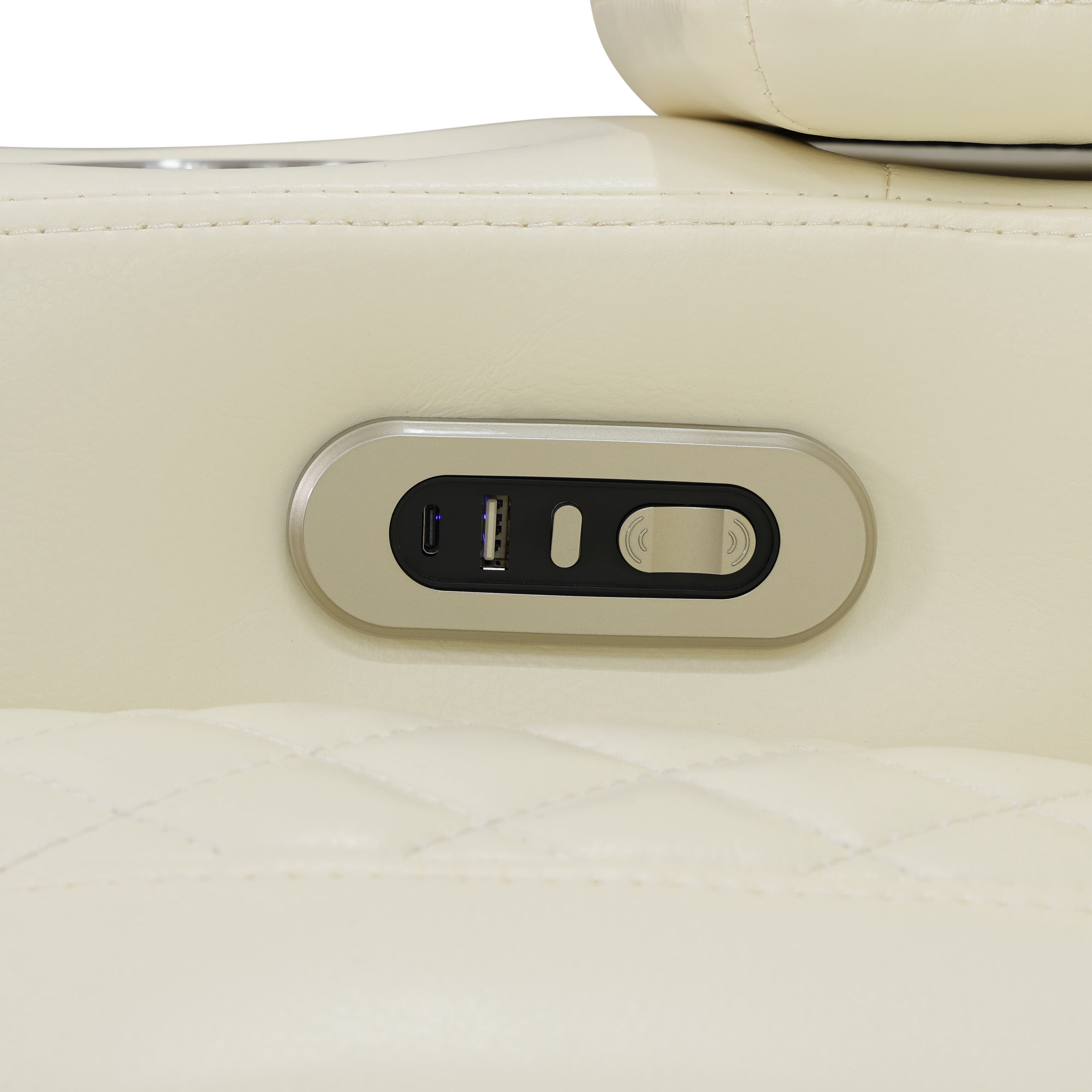 MAYEERTY Power Reclining Loveseat Sofa, Electric 2-Seat Leather Recliner with USB Charging, Storage & Cup Holders for Living Room, White