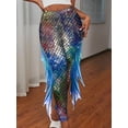 thumbnail image 2 of iiniim omen's Galaxy Mermaid Leggings Fish Scale Fins Yoga Gym Tight Pants Skinny Long Trousers Costume, 2 of 7