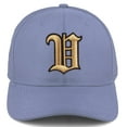 thumbnail image 2 of Daxton Premium Mid Profile Hat Semi Curved Visor Dusty Blue Cap Black Gold Gothic Embroidered, Letter V, 2 of 4