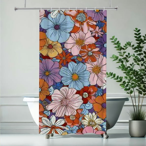 RKSupls Christmas Shower Curtain, Boho Floral Shower Curtain with Hooks for Christmas Home Bathroom Decor Washable Curtains, 36x72 in