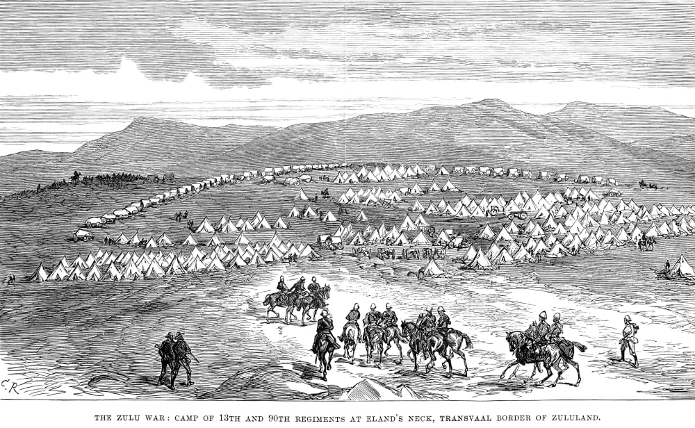 Zulu War Transvaal 1879 Ncamp Of 13Th And 90Th British Regiments At ...