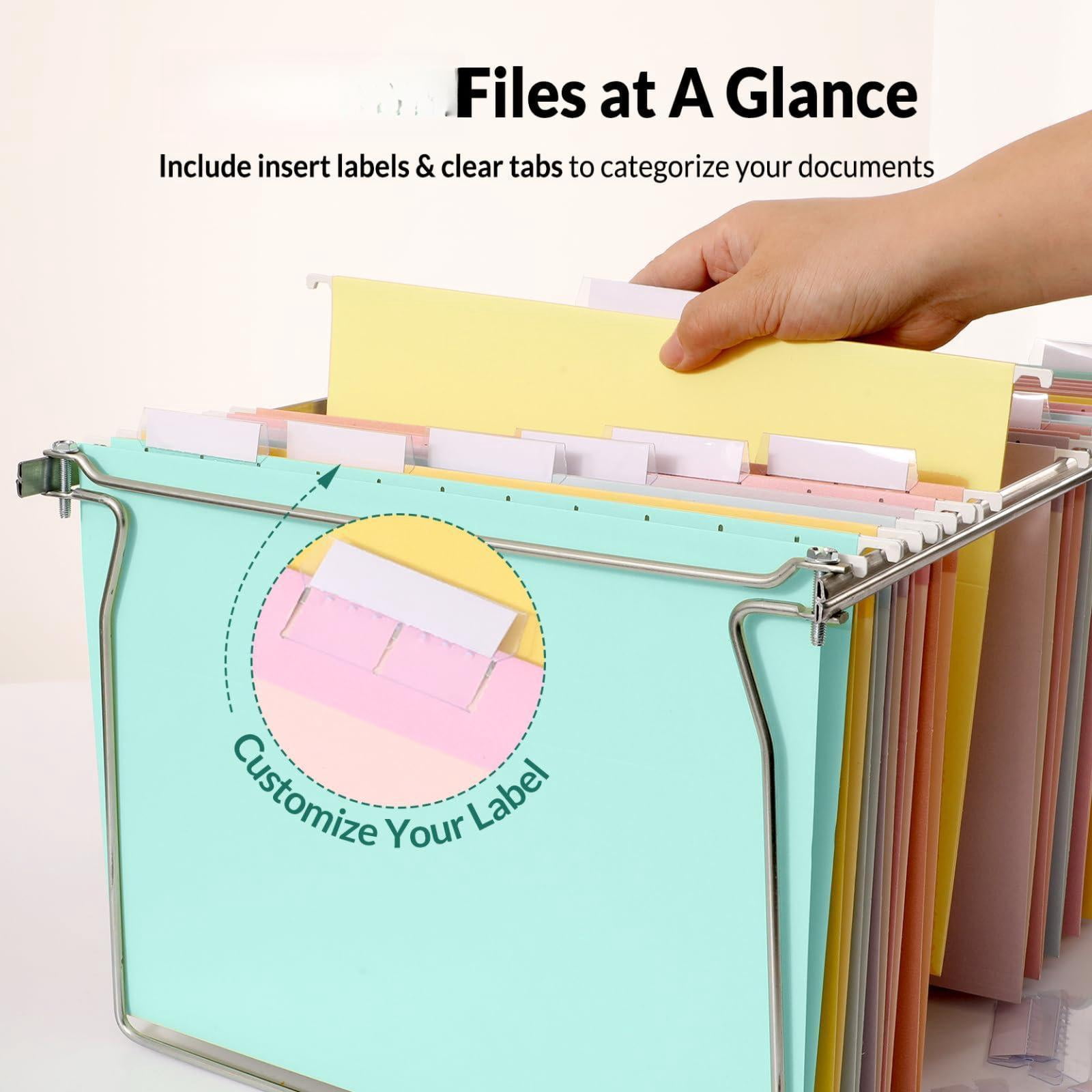 Hanging File Folders  50 Pack Letter Size With 1/5-cut Tabs Stay Organized For Your Home And Office Bulk Documents Paper 10 Macaron Colors