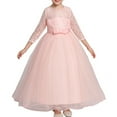 thumbnail image 2 of MeetoTime Robe Fille Manches Longues Dentelle Col Rond Broderie Maille Princesse Robes de Soirée 3-12 Ans, 2 of 5