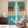 thumbnail image 3 of Kitchen Curtains 84 Inch Length 2 Panels, Teal Blue Anchor Grommets Window Treatment Curtain, Nautical Coastal Ocean Wooden Retro Art Thermal Curtains Drapes for Living Room/Bathroom, 3 of 9