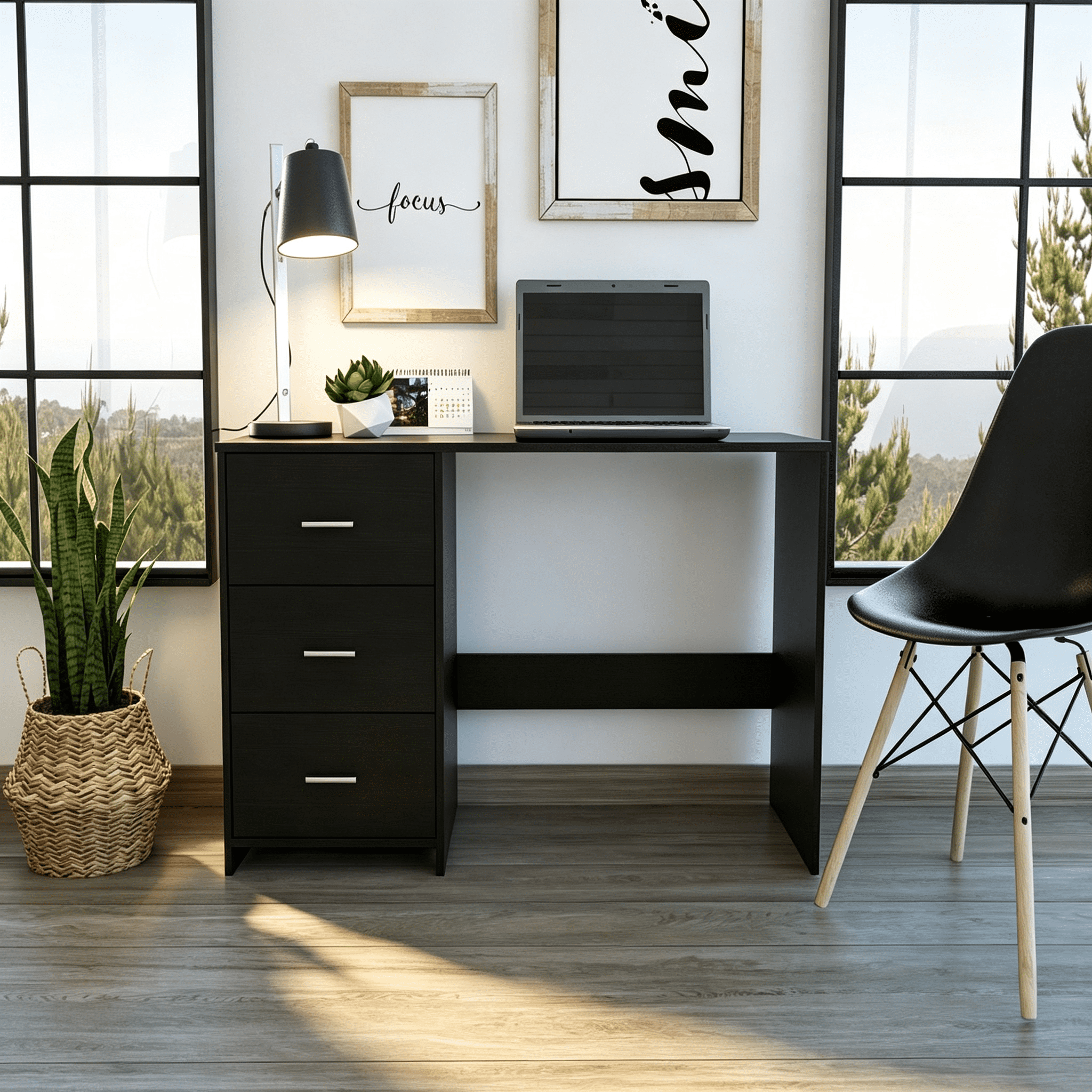 Writing Desk with 3 Drawers and 1 Shelf, 47.5 in Wide Home Office and Remote Learning Desk, Manufactured Wood, 30 in High