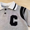 thumbnail image 6 of ZHOGXU Summer Boys Short Sleeve Shirt And Shorts With Letter C Printed Button Down Collar Striped Lapel Color Block For And Everyday Wear, 6 of 6