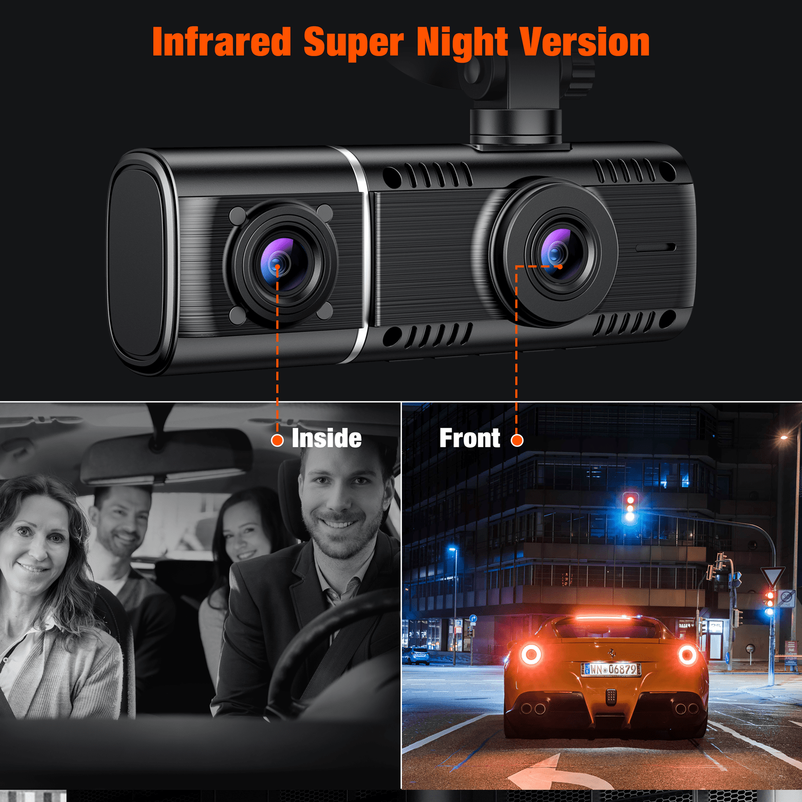  TOGURDCAM Dual Dash Cam Front and Inside, CE41A Car Camera  1920x1080@30fps for Taxi, Interior Driver Facing w/IR Night Vision, Cabin 2  Way Security Parking Monitor Cameras, 1.5-inch display : Electronics