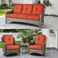thumbnail image 2 of Ovios 5 Pieces Outdoor Patio Furniture Set High-Back Rattan Wicker Conversation Set Outdoor Sectional with Swivel Chairs & Solar Light Coffee Table, Coarse Orange Red, 2 of 11