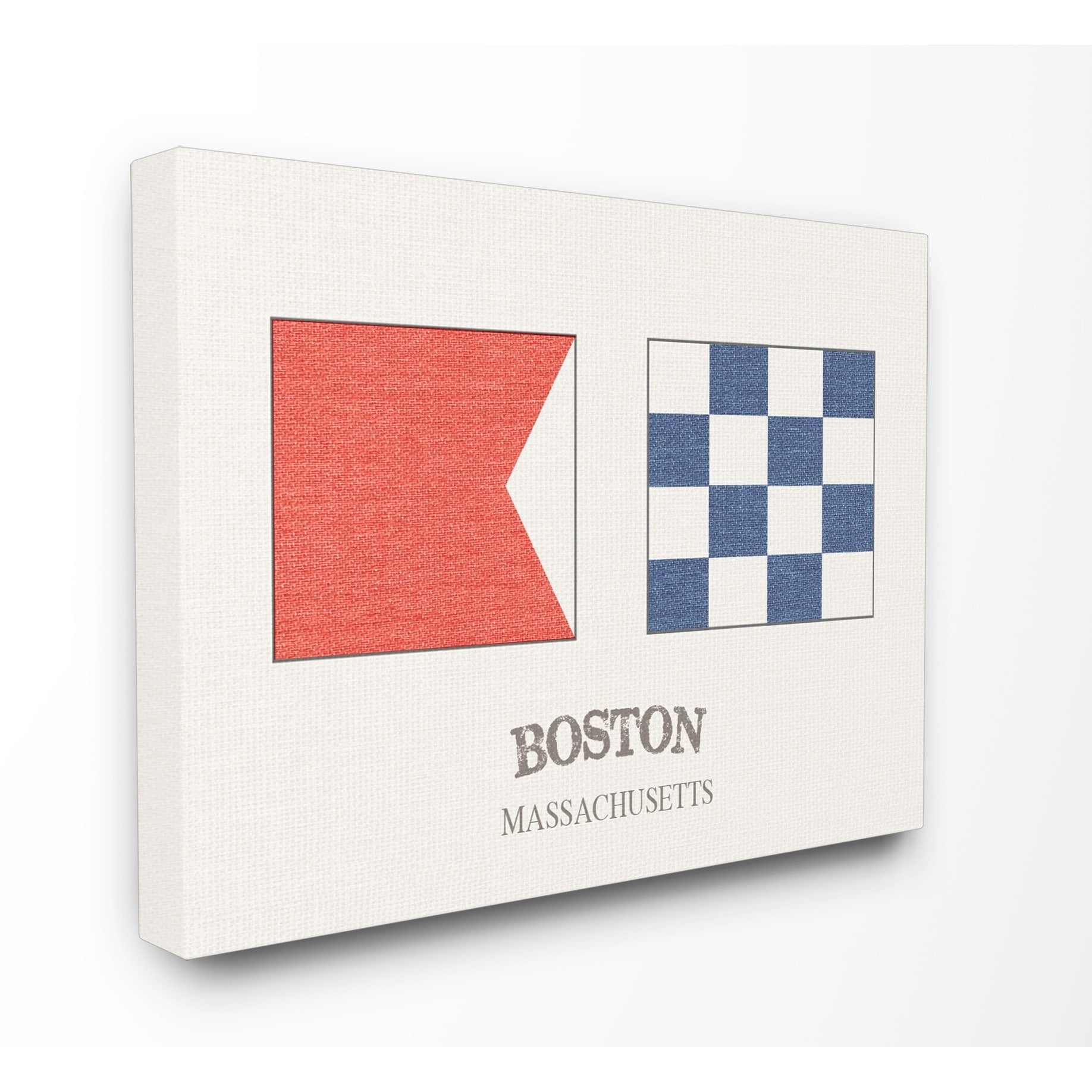 Stupell  Boston Nautical Flags Stretched Canvas Wall Art 16 x 20