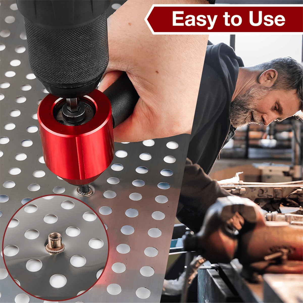 Metric Rivet Nut Converter Insert Nut Riveting Tool Cordless Rivet Nut Adapter Kit for Electric Drill/Hand Wrench