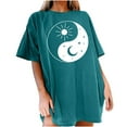 thumbnail image 1 of SMihono Hauts pour Femmes Été Décontracté Vintage Col Rond Imprimé Motif Manches Courtes Blouse T-shirt Oversize pour Femmes 2023, 1 of 5