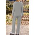 thumbnail image 4 of Women's 2 Piece Outfits Fuzzy Fleece Pajama Set Long Sleeve Top Wide Leg Pants Loungewear, 4 of 17