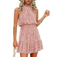 thumbnail image 2 of Summer Floral Printing Bohemian Halter Neck Sleeveless Chiffon Dress, 2 of 4
