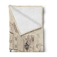 thumbnail image 2 of Urban Soft Flannel Fleece Blanket, Hand Drawn Illustration of Street Musician Retro Cars and Old Buildings Vİntage, Cozy Plush for Indoor and Outdoor Use, 50" x 60", Beige and Brown, by Ambesonne, 2 of 5