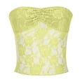 thumbnail image 5 of qolati Women Mesh Strapless Corset Top Y2k Floral Lace Tube Top Fashion See Through Going Out Bandeau Bustier Bralettes,Yellow,M, 5 of 9
