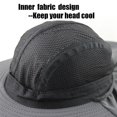 thumbnail image 4 of Sombrero de sol de otoño para hombres y mujeres, sombrero de cubo con solapa para el cuello, protección UV para exteriores, ala ancha grande, senderismo, pesca, gorra transpirable de malla, color negro Kuyhfg Bienvenido a Kuyhfg, 4 of 5