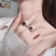 thumbnail image 4 of Anillo abierto estilo hip hop estilo punk tendencia plata S925 gota negra pegamento cuadrado redondo, 4 of 6